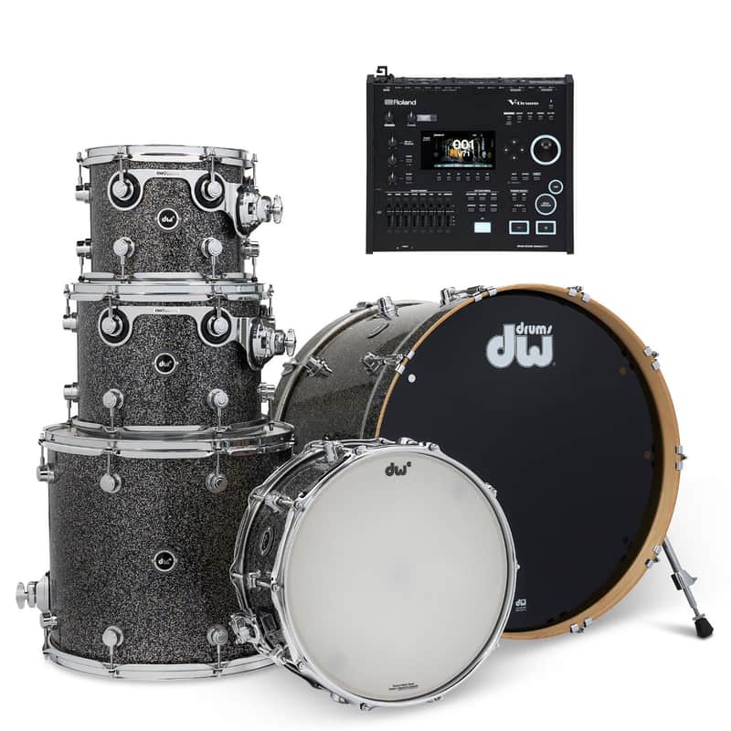 DW DWe 5pc Electronic/Acoustic Drum Shell Pack w/V71 Module Black Galaxy image 1