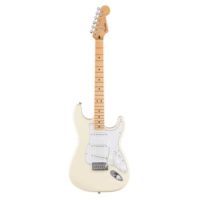 Used Fender Standard Stratocaster Electric Guitar - Olympic White w/Maple FB image 2