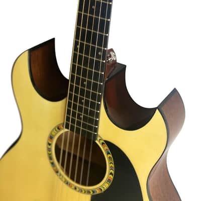 Thin Line Acoustic Electric Guitar 6 String Double Cutaway Sunburst image 3