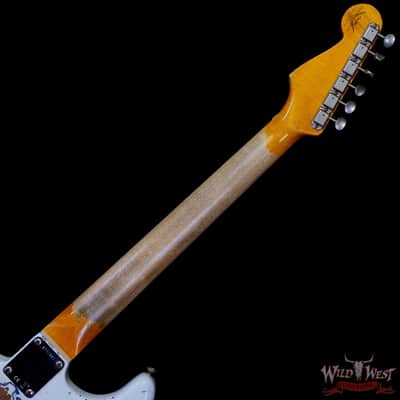 Fender Custom Shop Wild West White Lightning Stratocaster HSS Floyd Rose Rosewood Fingerboard 22 Frets Heavy Relic Lake Placid Blue 7.70 LBS image 5