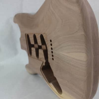Unfinished Walnut SSS Hardtail guitar body - fits Fender Strat Stratocaster necks J1730 image 5