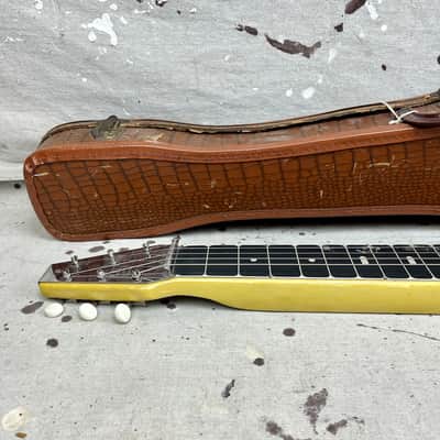 1953 Fender Champion Lap Steel Guitar 1950's -Yellow Pearloid w/ Original Case image 8