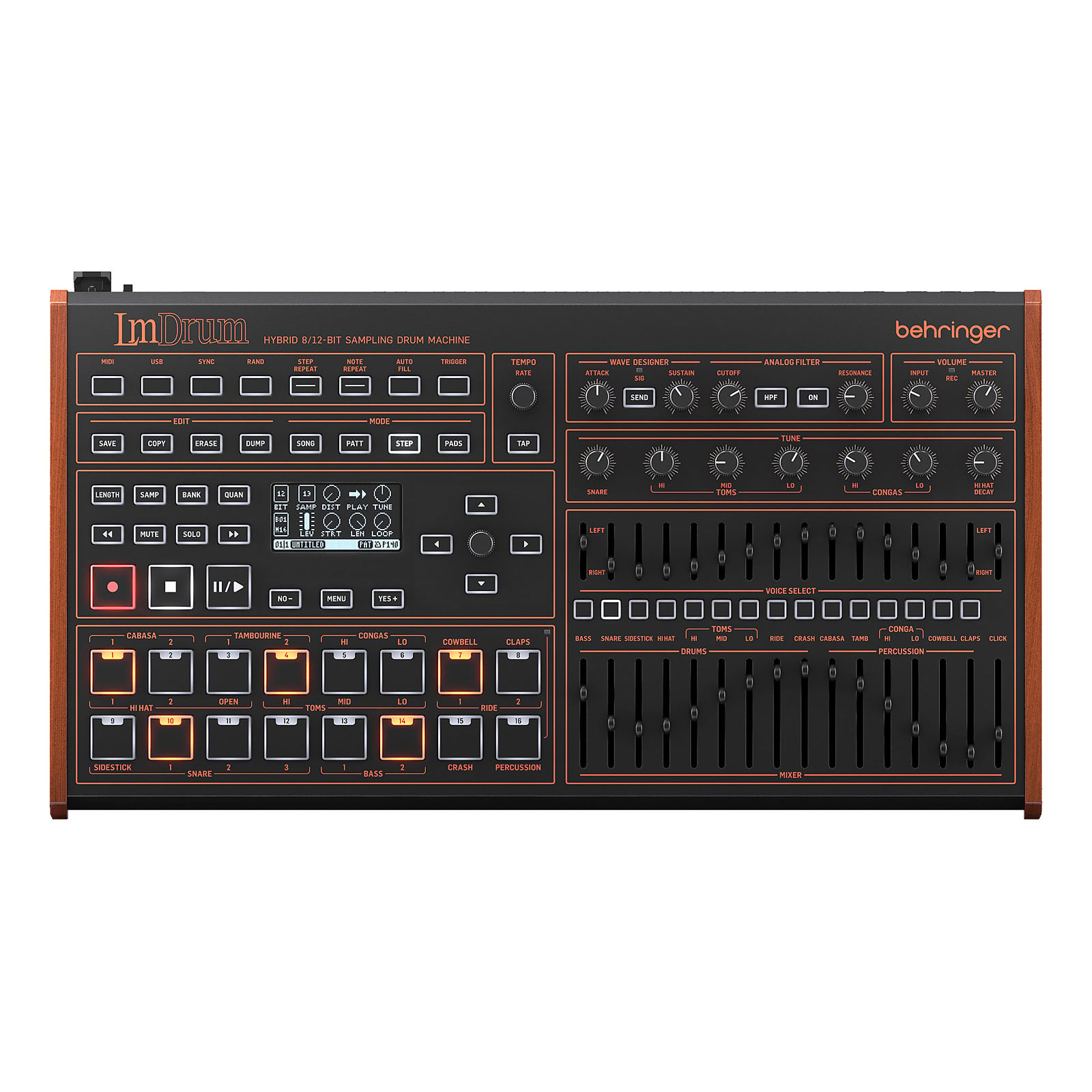 Behringer LM Drum Hybrid 8/12-Bit Sampling Drum Machine - Reverb