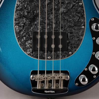 Ernie Ball Music Man USA StingRay 4 H Bass w/ Piezo - 2002 - Blue Dawn Sparkle image 5