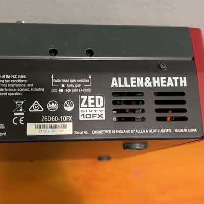 Allen & Heath ZED-60-10FX 10-Channel Mixer with 60mm Faders, Effects 2012 - Present - Black/Red image 2