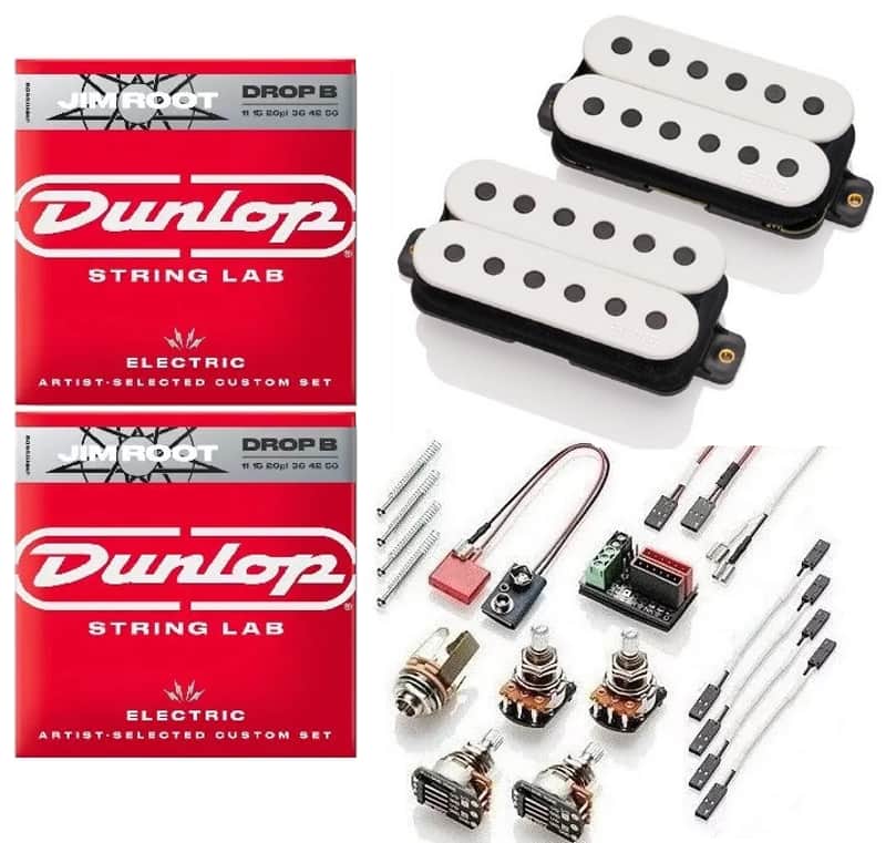 EMG Jim Root JR Daemonum WHITE Active Humbucker Guitar Pickup Set 49mm Standard Spaced 10mm Short Shaft Pots ( 2-DROP B JR STRING SETS ) image 1