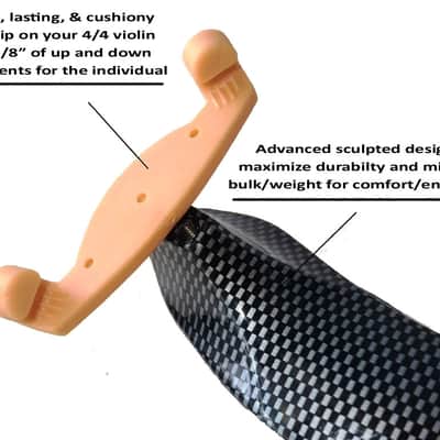 Advanced / Professional Design 4/4 Violin & 14" Viola Shoulder Rest Sculpted Carbon Fiber-Look Lightweight, Durable, Elegant and Dashing! image 3