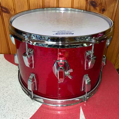 Vintage Ludwig 13" Red Sparkle Rack Tom Drum w/ Blue Olive Badge - Beautiful! image 2