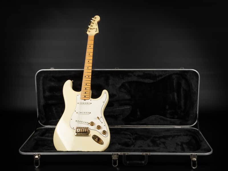 1980 Fender The STRAT with Maple Fretboard - Olympic White | USA Fullerton Vintage Stratocaster Dan Smith Era 22-Karat Gold Hardware Matching Headstock | OHSC image 1