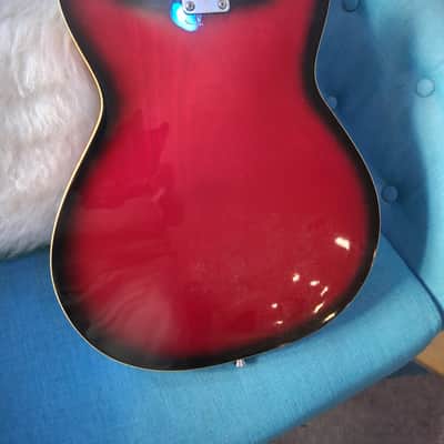 Teisco Thin-line Semi-hollow 1960s-70s - Red Burst Gloss Guitar w/Dogear P90 pickups image 2