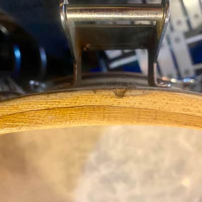 Slingerland “Artist” Model 5.5x14" 8-Lug Solid Maple Snare Drum with Zoomatic Strainer 1960s-Blue Sparkle image 9