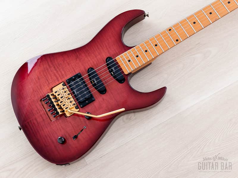 1990 BC Rich Gunslinger NJ Series SSH Flame Top Purple Sunburst w/ Floyd Rose & Case, Japan
