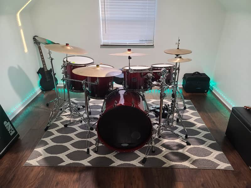 Mapex SV628XUBKFB Saturn V MH Exotic 22x18/10x7/12x8/14x12/16x14" 5pc Studioease Shell Pack with Black Chrome Hardware 2010s - Satin Black Maple Burl image 1