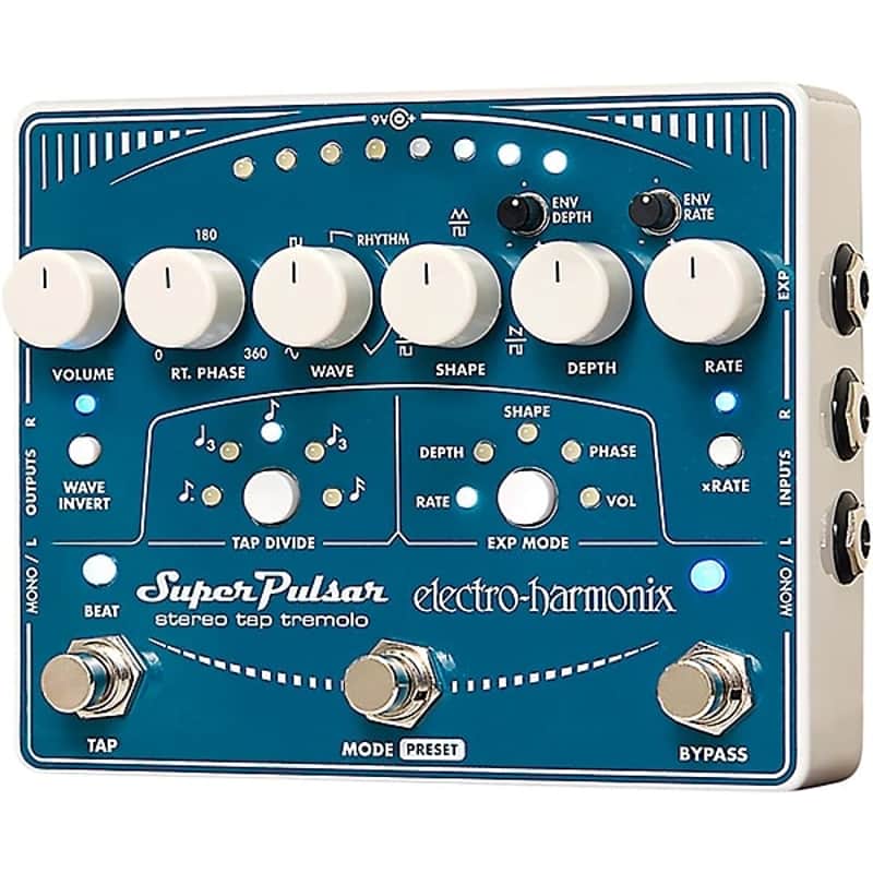 Electro-Harmonix  Super Pulsar Tremolo Guitar Effects Pedal 2024 - Blue image 1