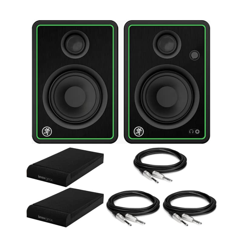 Mackie CR4-XBT 4-Inch Multimedia Monitors (Pair) Bundle with Knox Gear Isolation Pads & 1/4" to 1/4" TRS Cables image 1