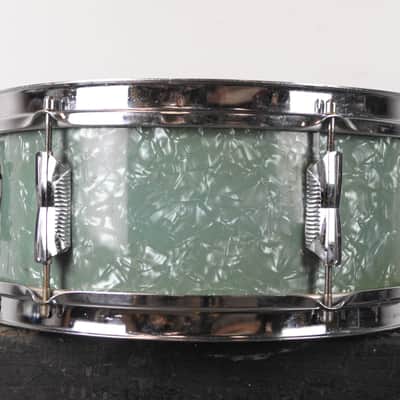 1970s Beverley 5x14 Emerald Green Pearl Snare Drum image 3