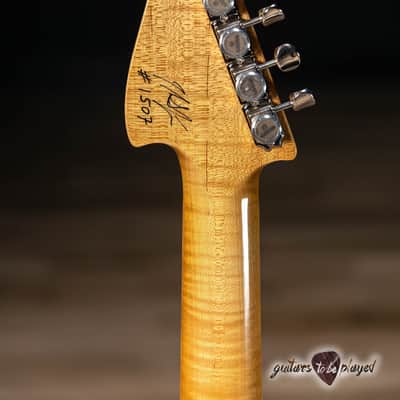 Knaggs Severn T1 Flame Maple Top HSS Trem Ebony Board Bare Knuckle Fralin – Blue image 6