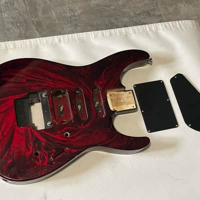 2002 Made in Japan Jackson DK2 Crimson Swirl Guitar Body Floyd Ready