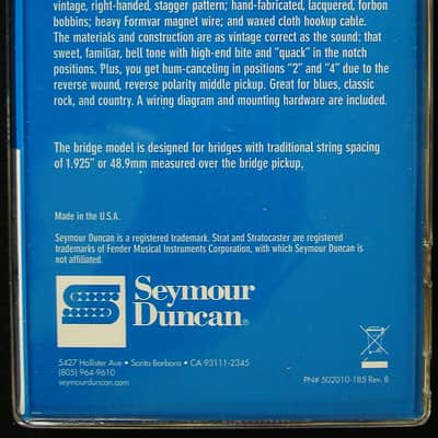 Seymour Duncan California 50’s Vintage Staggered Strat Pickup Set  11208-01 image 6