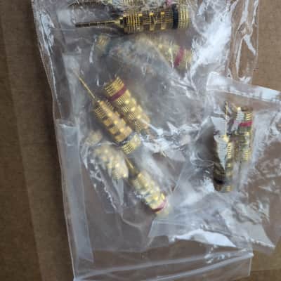 5 Pairs x Monoprice 9438 Gold Plated Speaker Pin Plugs - Pin Screw Type, For Speaker Wire, Home Theater, Wall Plates And More - Gold image 2