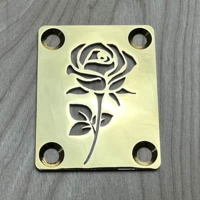 Icon Plates Rose Neck Plate For Bolt On Neck Guitar or Bass - Gold Finish image 1