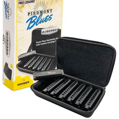 Hohner Piedmont Blues Harmonica 7 Pack - Keys of G, A, Bb, C, D, E, F image 1