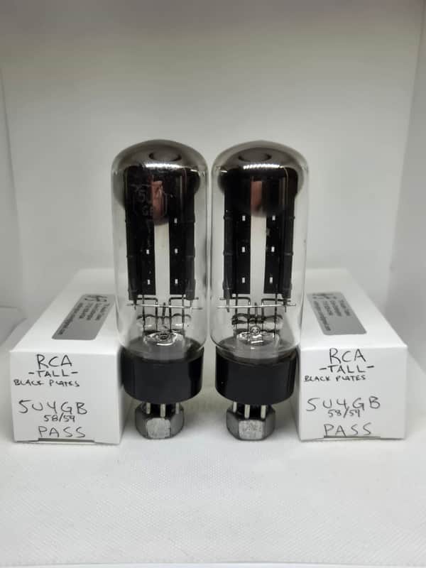 RCA 5U4GB Tall Bottle Black Plate Rectifier Matched Pair NOS 5U4 image 1