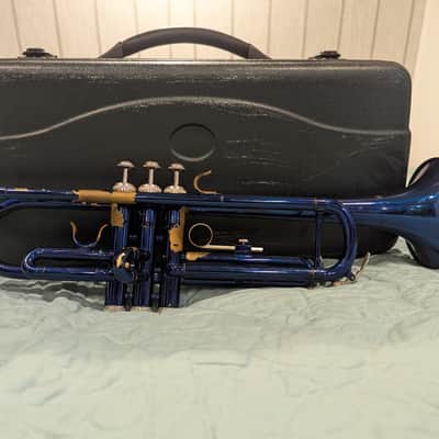 blue Merano Student Beginner Trumpet with Mouthpiece and Carrying Case image 3