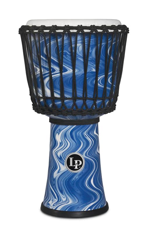 Latin Percussion 10-inch Rope Tuned Circle Djembe with Perfect-Pitch head - Blue Marble image 1