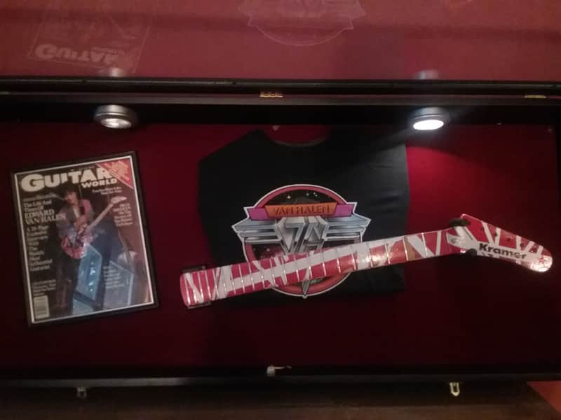 Custom SGM Van Halen Tribute Display w/ Kramer Neck , Vintage Tee + Autographed Magazine image 1