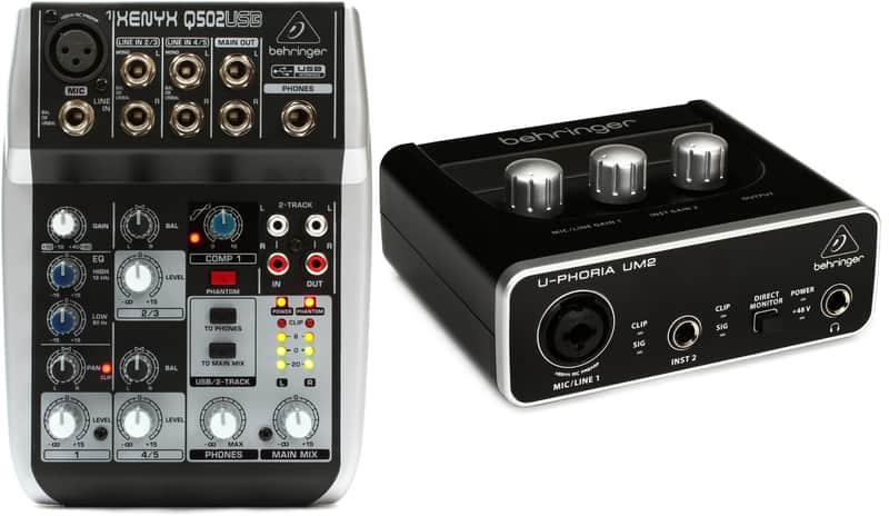 Behringer Xenyx Q502USB Mixer with USB  Bundle with Behringer U-Phoria UM2 USB Audio Interface image 1