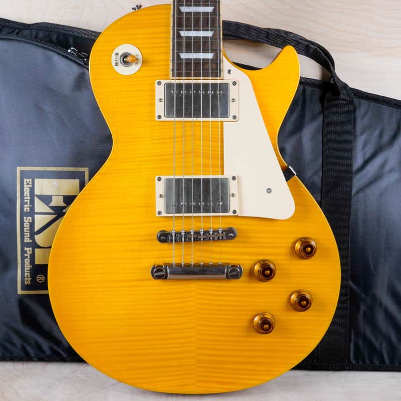 Edwards Limited Model E-LP-108LTS MIJ 2015 Lemon Drop Lacquer Flame Top Seympur Duncan PUs Japan w/ Bag image 1