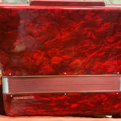 Scandalli  Maestrina Accordion 120 Bass With Case 1950s Pearl Red image 5