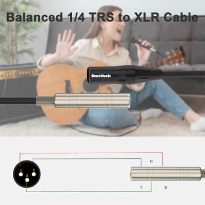 2 Pack 1/4 to XLR Cable,Balanced 1/4" Female to XLR Male Stereo Audio Adapter,XLR Male to TS/TRS Quarter inch Connector Converter Interconnect Cable - 11.8 inches (30 cm) image 2