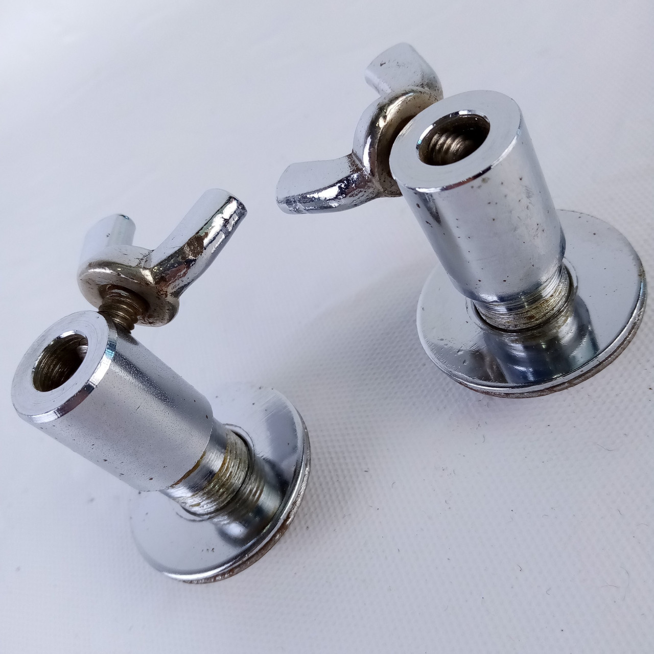 Ludwig Disappearing Spur Mounts Straight Bass Drum Leg Receiver 60s Chrome W&A* — main photograph