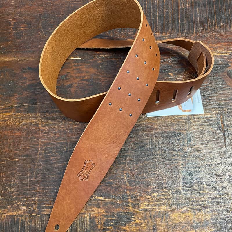 Levy's MV317ONX-TAN - 2.5" Veg Tan Leather Guitar Strap w/Metal Studs - Tan image 1