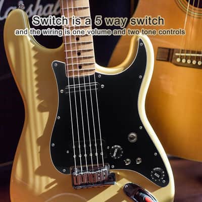 Alnico 5 Prewired Strat Pickguard Coil Splitting Pickguard HH(Mini Humbucker+Humbucker) Loaded Pickguard with Humbucker Pickups Set (Black, SH) image 6