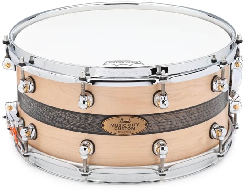 Pearl Music City Custom Craftsman Select Solid Maple Snare Drum - 6.5 inches x 14 inches  Natural with Bourbon Barrel In image 1