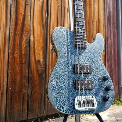 G&L USA Custom Shop ASAT Bass Black Crinkle Over Himalayan Blue 4-String Electric Bass Guitar w/ Black Tolex Case (2025) image 10
