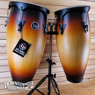 LP City Oak Conga Set with Double Stand - 10", 11" - Vintage Sunburst image 7