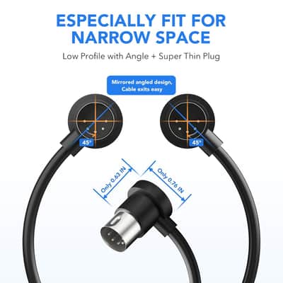 4 Pack Premium Right Angle MIDI Cable 2FT, Low Profile for Saving Space MIDI Cables, Stable & Fast Transmission and Long-Lasting 5 Pin Din Cable, Ideal for MIDI Interface, Keyboard, Pedal Board image 2