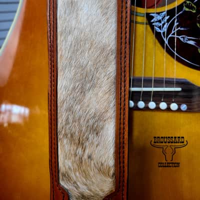 The Prairie Gold - Handcrafted Full-Grain Leather Guitar Strap with Hair-on Cowhide image 2