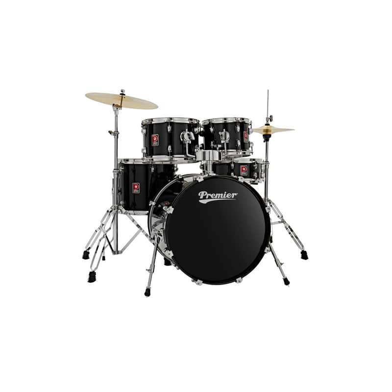 Premier Revolution Series 20" Five-Piece Drum Kit Black with Cymbals Hardware PR20-5DKBKW image 1