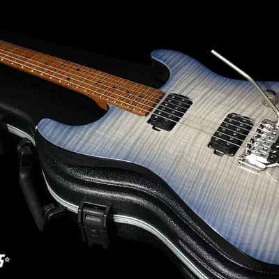 Preowned 2019 Luxxtone Guitars El Machete Geode in Gloss Blue Flame Top w/ Roasted Flame Maple Neck image 3