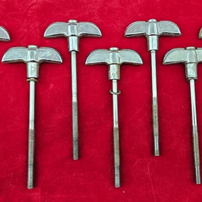 Rogers Big R Series 4.75" Bass Drum Tuning Rods Set Of 7 1970s - Chrome image 2