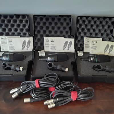 *Vintage* AKG Dual Diaphragm Capsule Condenser Mic's Lot from 1990's Era with Stand Clips, Storage Cases & Cables Included image 1