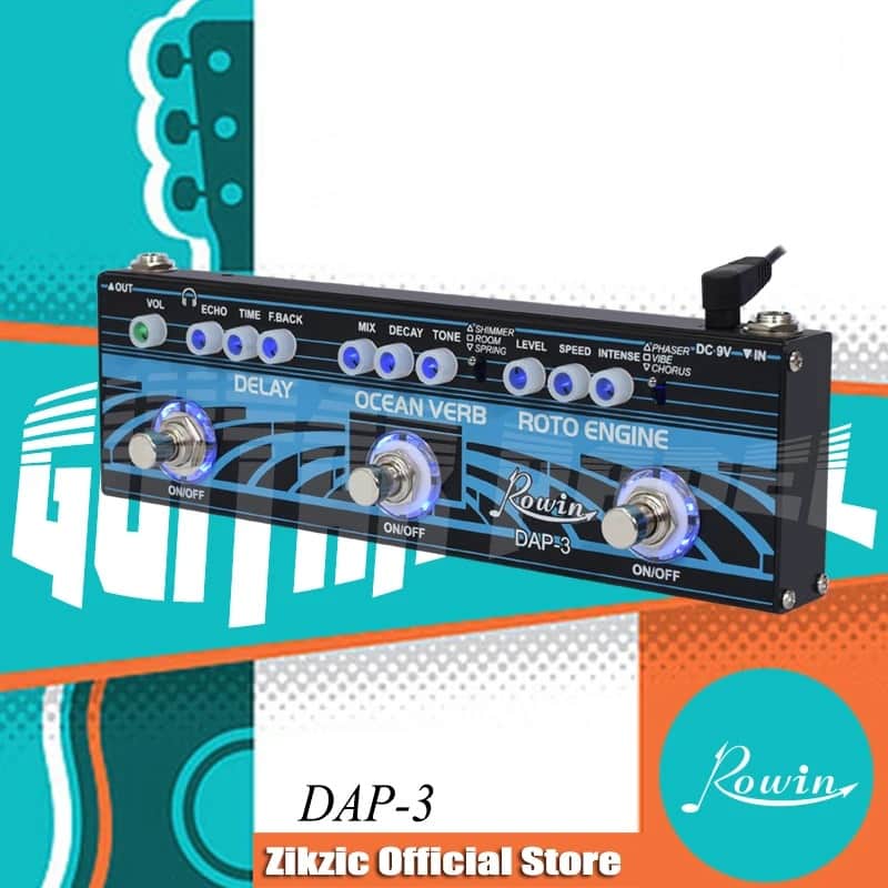 Rowin DAP-3 Guitar Multi Effect Pedal 3-In-1 Delay / Roto Engine / Ocean Verb,price include the import duty for US buyer image 1
