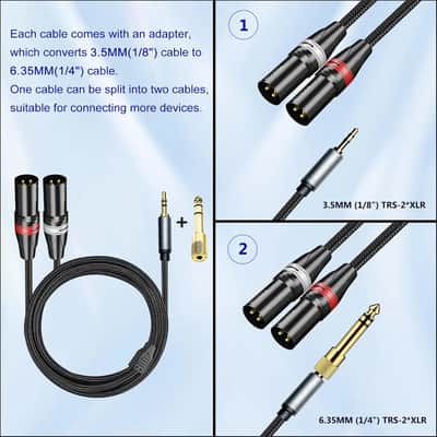 Immagine 3.5mm TRS Stereo to Dual XLR Male Y-Splitter Audio Cable – Low Noise - 2