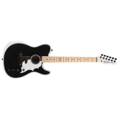 FENDER - Jack White Triplesonic Acoustasonic Telecaster with Case Maple Fingerboard White Pickguard Satin Arctic White with Black Top - 0972813117 image 1