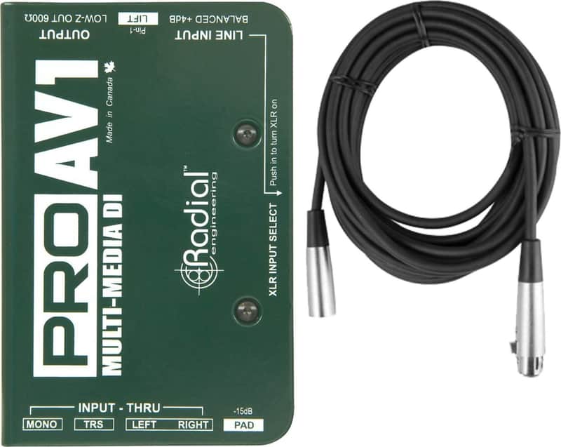 Radial Engineering ProAV1 Passive MultiMedia Direct Box DI w/ Mic Cable image 1